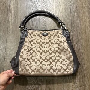 COACH NY COLETTE F33434 SIGNATURE C KHAKI MAHOGANY BROWN